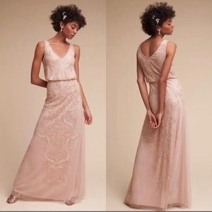 BHLDN Adrianna Papell Beaded Sequin Aubrey Dress Bridesmaid Maxi Blush Pink 2